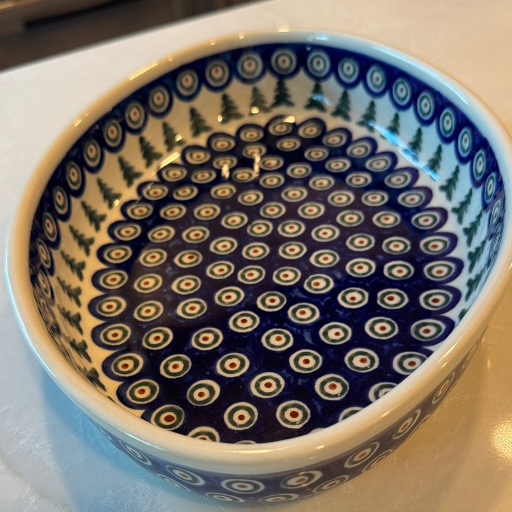 Blue and White Patterned Ceramic Bowl